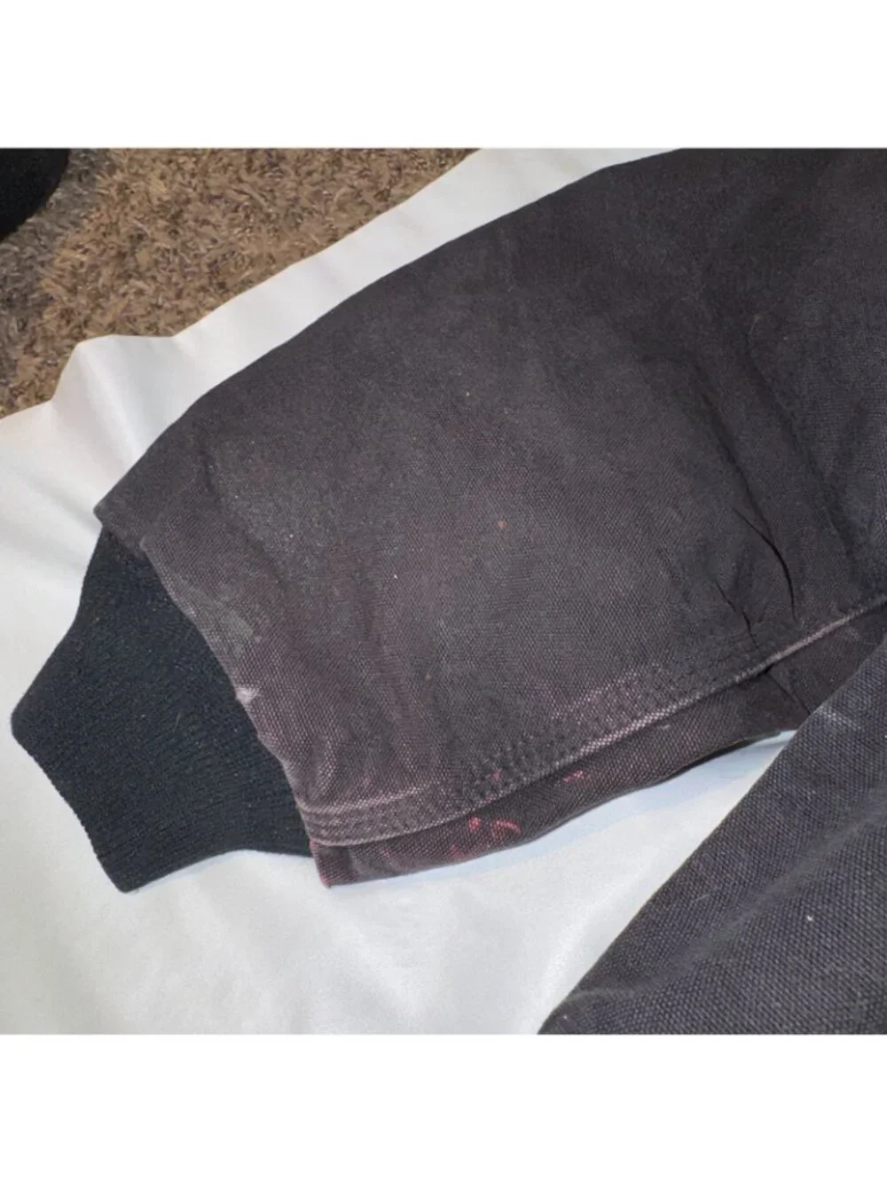 Carhartt Active Jacket Mens Medium Black Good Loose Fit OJ0140 Canvas Hooded